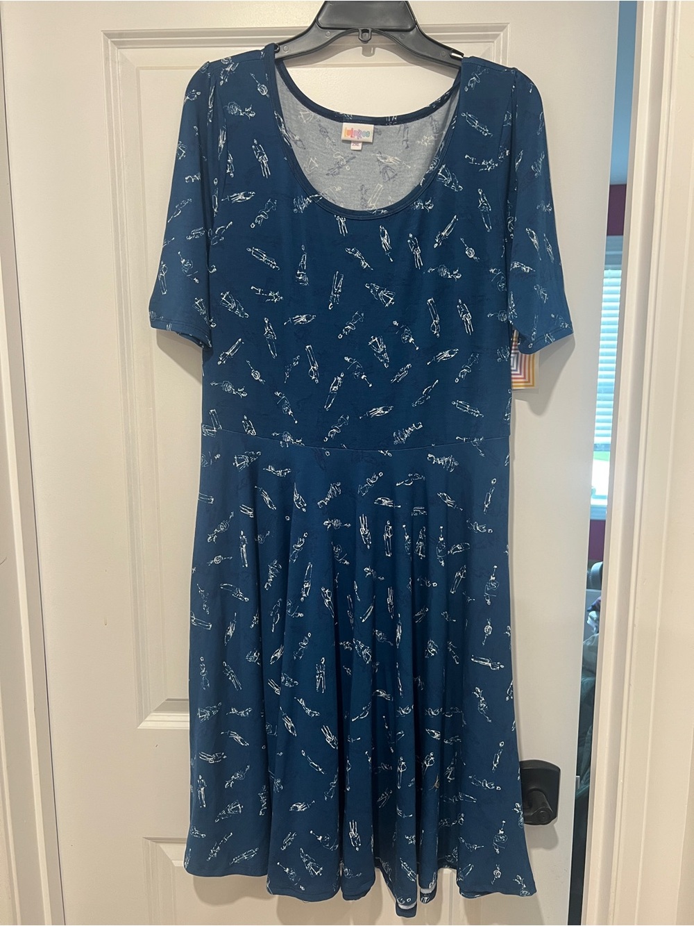 NWT LuLaRoe Nicole Teal Blue Dress with figures